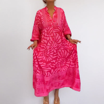 Lauritsen - Lockerer Midi Kleid Stil mit Knopffront und Rollärmeln für Damen