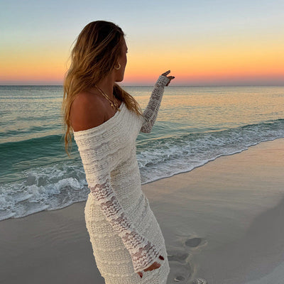 Alessia – Schulterfreies Spitzenkleid für Damen | Elegantes Maxikleid für Strand & Sommerabende