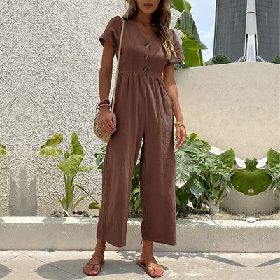 Ann-Katrin - Elegant Damen  Jumpsuit  Entspannte Passform für Frühling/Sommer