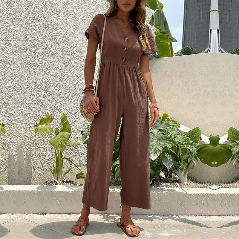 Ann-Katrin - Elegant Damen  Jumpsuit  Entspannte Passform für Frühling/Sommer