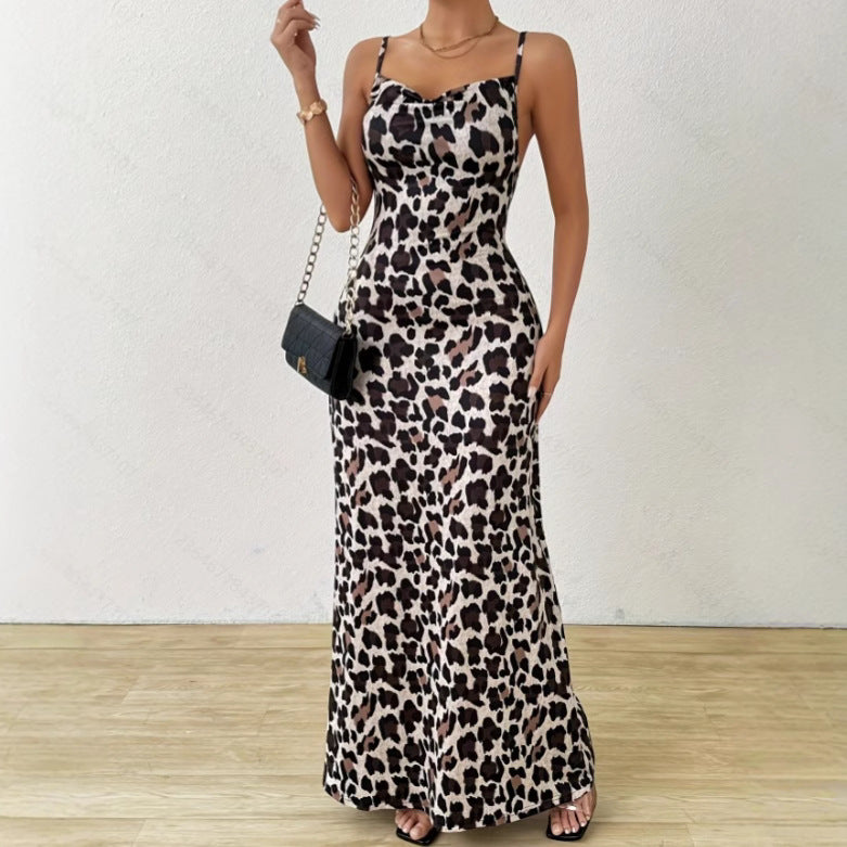 Damen Maxikleid Leopard Druck - Dísella