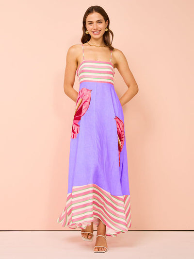 Damen Smocked Midi Kleid  Mit Paisley Print - Genoveva