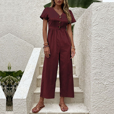 Ann-Katrin - Elegant Damen  Jumpsuit  Entspannte Passform für Frühling/Sommer