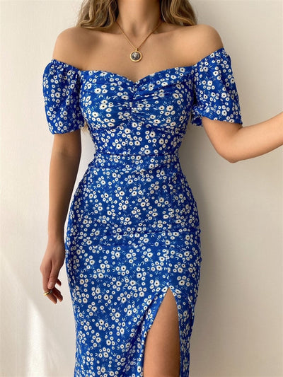 Lala - Damen Midi Kleid Off-Shoulder für Cocktail