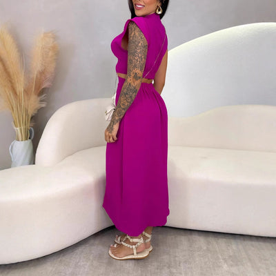 Mereta - Slim Fit Ärmellos Damen Midi Kleid mit Knopfdruck für Sommer