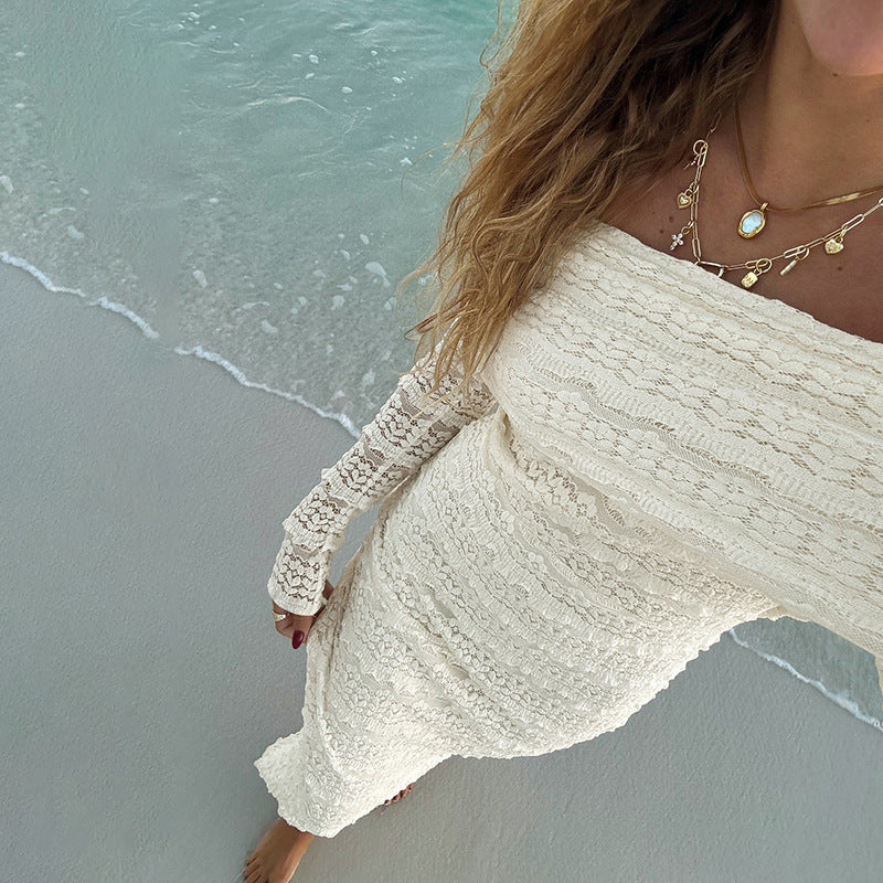 Alessia – Schulterfreies Spitzenkleid für Damen | Elegantes Maxikleid für Strand & Sommerabende