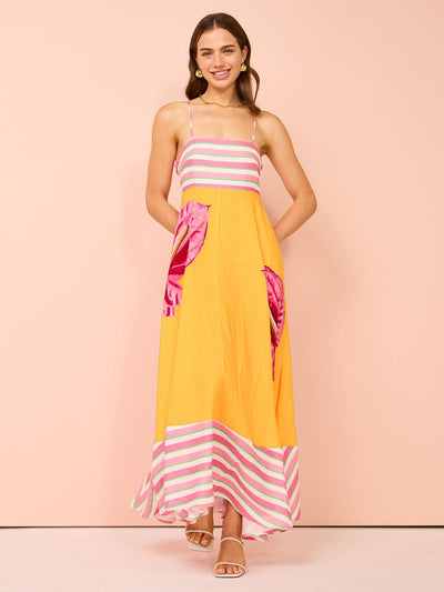 Damen Smocked Midi Kleid  Mit Paisley Print - Genoveva