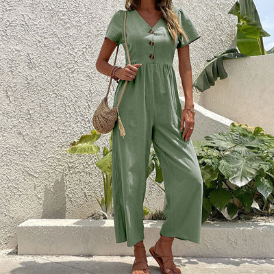 Ann-Katrin - Elegant Damen  Jumpsuit  Entspannte Passform für Frühling/Sommer