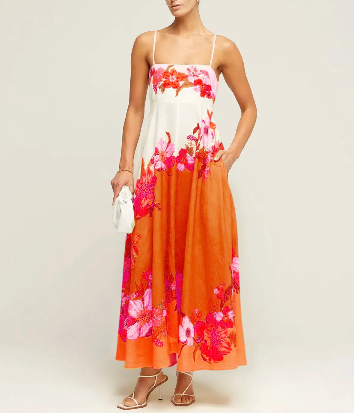 Damen Smocked Midi Kleid  Mit Paisley Print - Genoveva