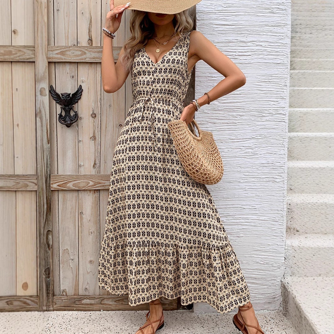 Damen Bohemian Print Sommer Midi Kleid - Árelía
