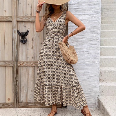 Damen Bohemian Print Sommer Midi Kleid - Árelía