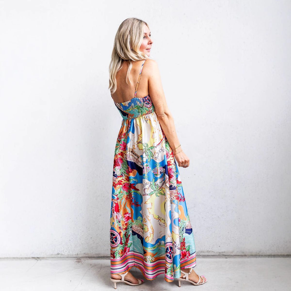 Stankha - Fließender Urlaubstil Sommer Maxikleid