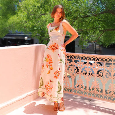 Yanka - Maxikleid Sommer Damen mit Rückenloses Blumendruck