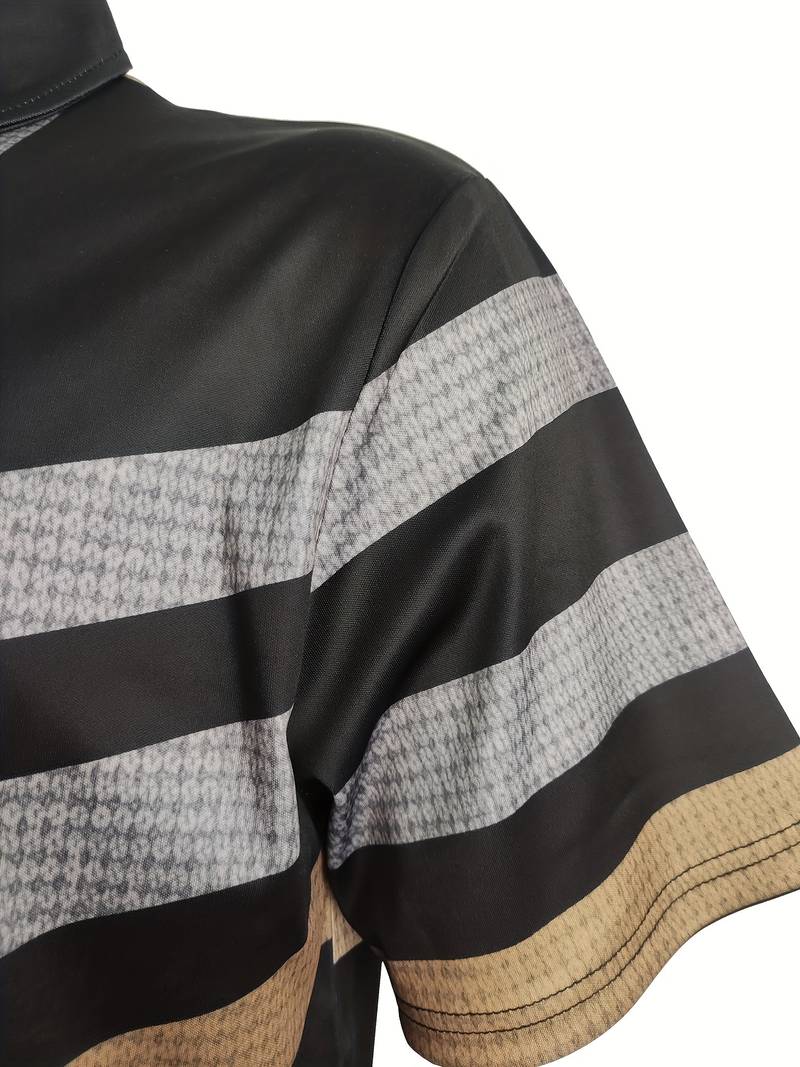 Herren Vintage-Stil Kurzarm-Hemd mit 1/4-Knopfleiste