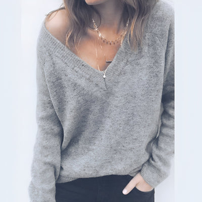 Blair | Sexy Lockere V-Ausschnitt Strickpullover