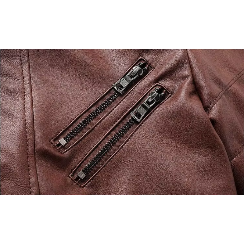 Herren Lederjacke - Stylisch mit abnehmbarer Kapuze und Details