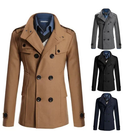 Herren Wintermantel - Eleganter Trenchcoat mit Stehkragen und Wärmeabdichtung