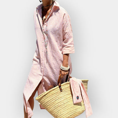 Gestreiftes Damen Hemdblusenkleid