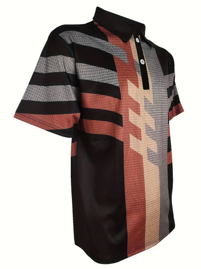 Herren Vintage-Stil Kurzarm-Hemd mit 1/4-Knopfleiste