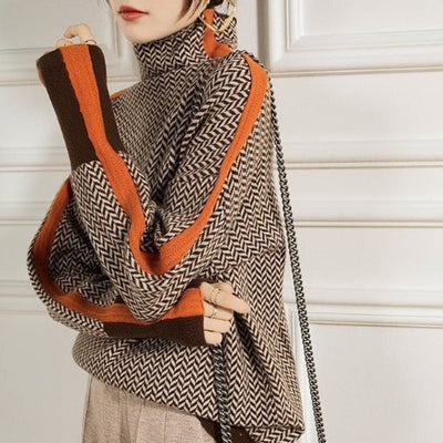 Elina™ | Pullover mit Stehkragen & markanten Kontraststreifen