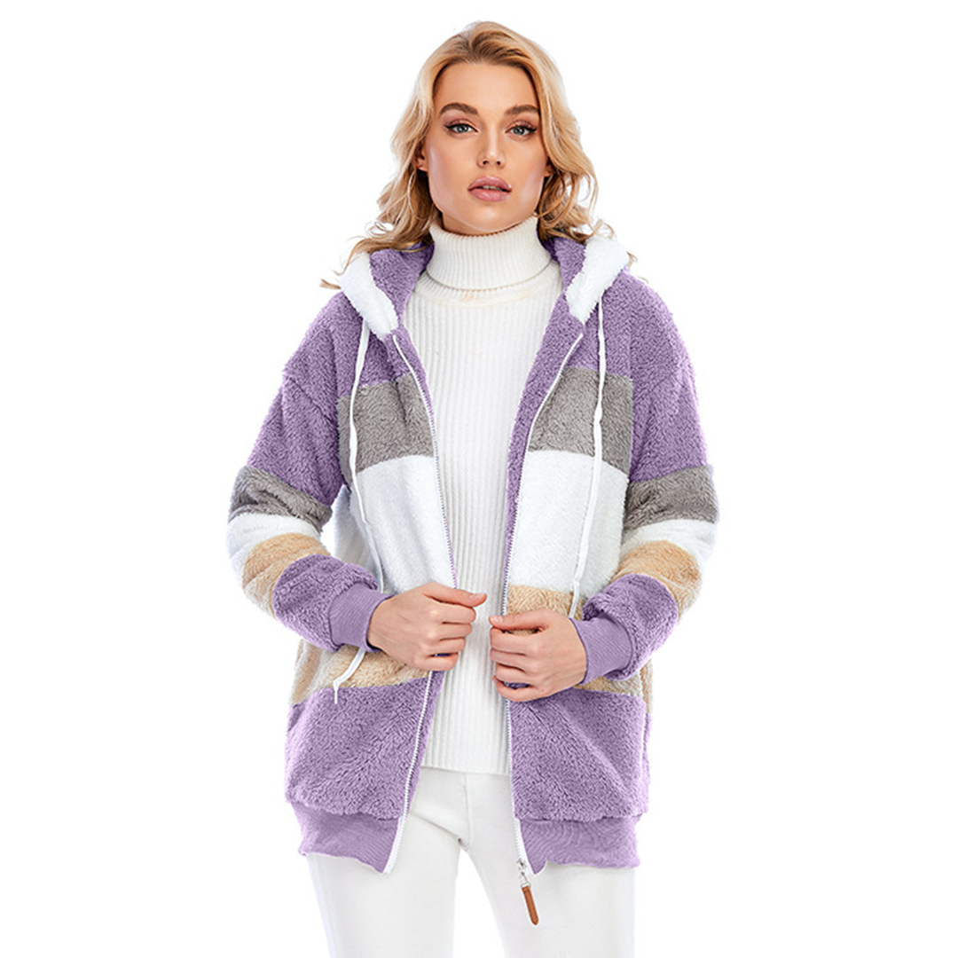 Damen Plüschjacke mit Kapuze