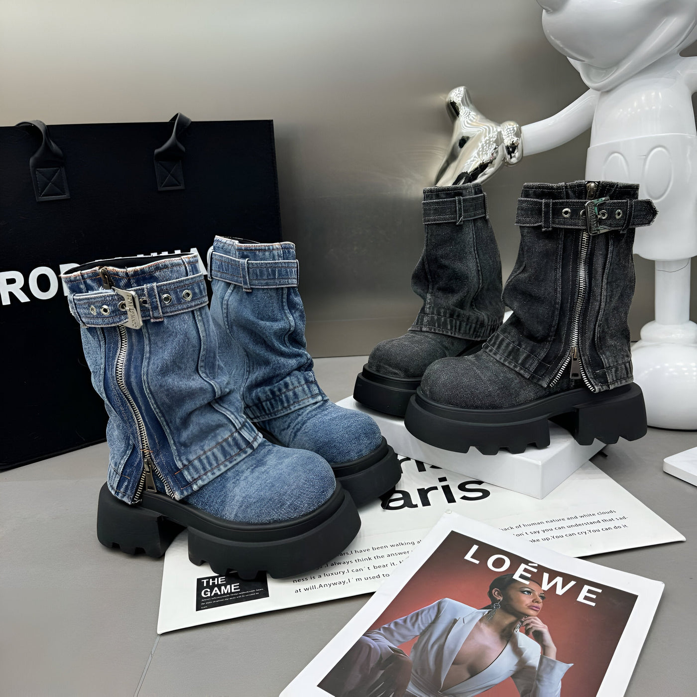 Mechthilde | Trendige Cowboy-inspirierte Mid-Calf Stiefel mit Plattformabsatz