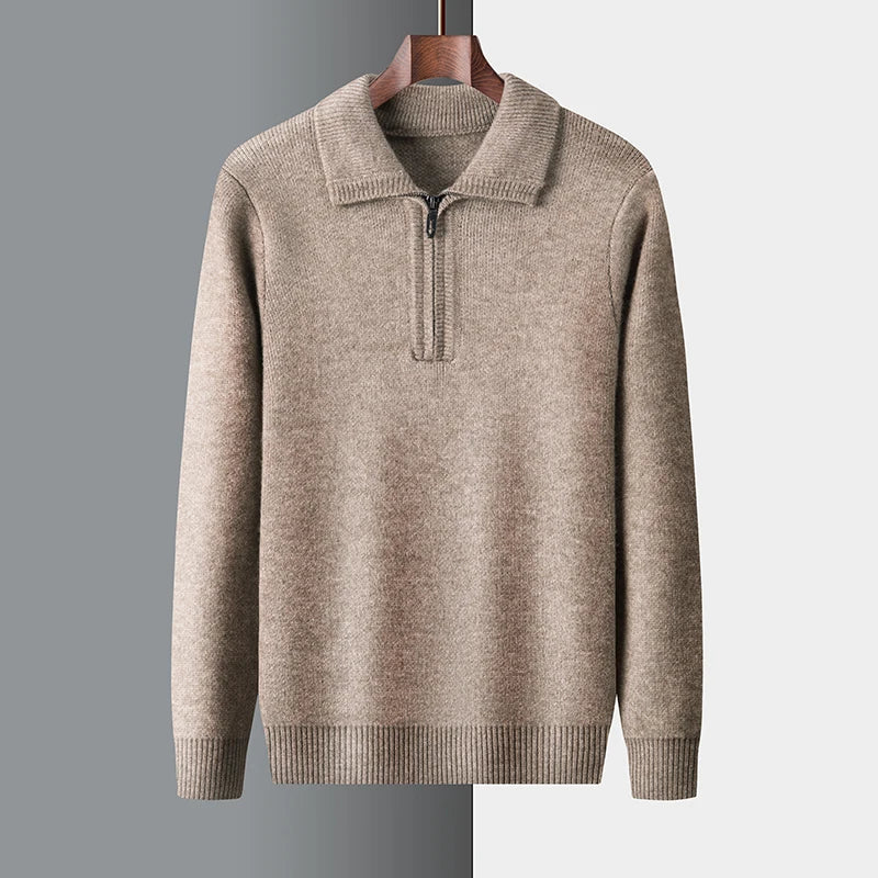 Herren Kaschmir Troyer Pullover - Warme Strickmode
