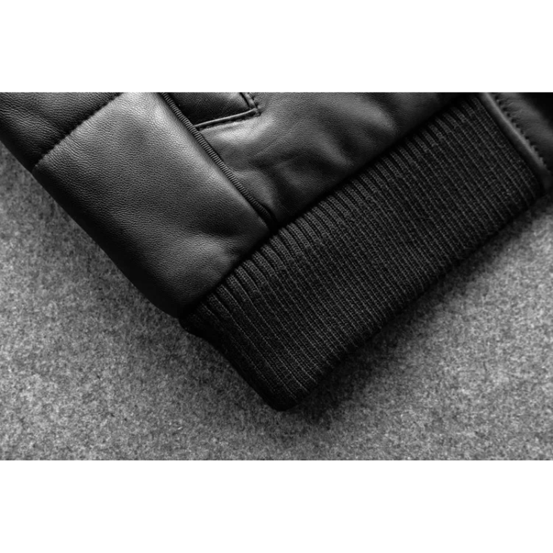 Warme Herren-Lederjacke mit Stehkragen - Gefüttert und Modern