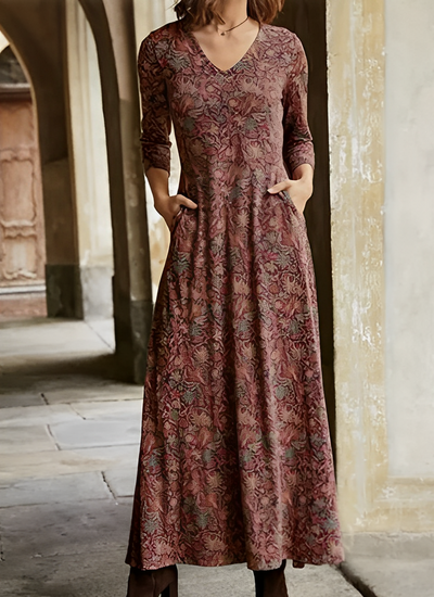 Elegantes Damen Maxikleid mit Blumenmuster - Sommerlich Fließend