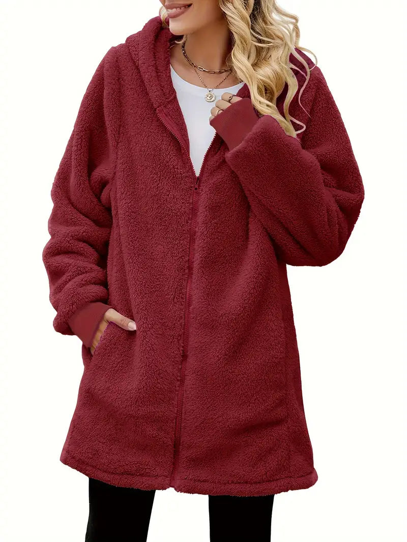 Armeegrüne Kapuzenjacke mit Kunstfell - Sophie