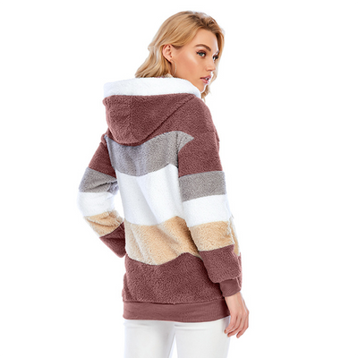 Damen Plüschjacke mit Kapuze