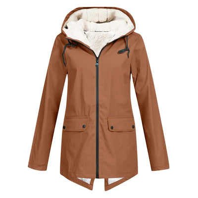 Sherpa-gefütterte Zip-Up-Jacke mit Kapuze für Frauen