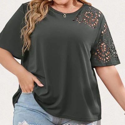 Nicola – kreatives t-shirt mit chiffon-ausschnitt für damen