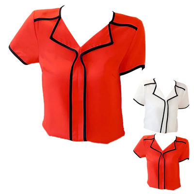 Pia - elegante chiffonbluse mit knopfverschluss