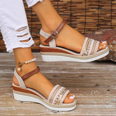 Damen Keilsandalen Bohemian Stil für Frühling und Sommer - Graziolia