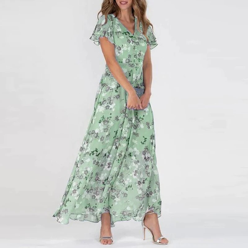 Langes Sommerkleid für Damen mit floralem Design - Narellya