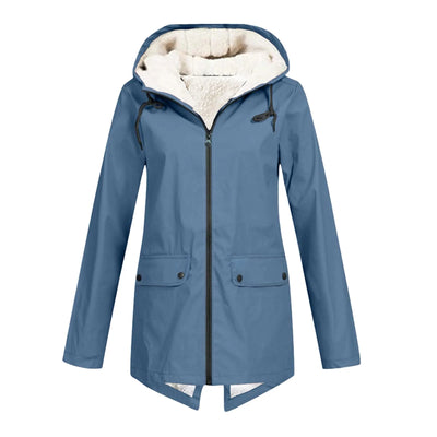 Sherpa-gefütterte Zip-Up-Jacke mit Kapuze für Frauen