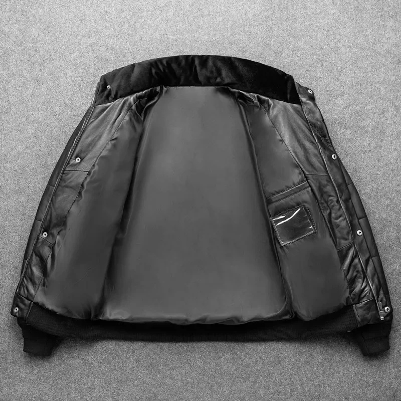 Warme Herren-Lederjacke mit Stehkragen - Gefüttert und Modern