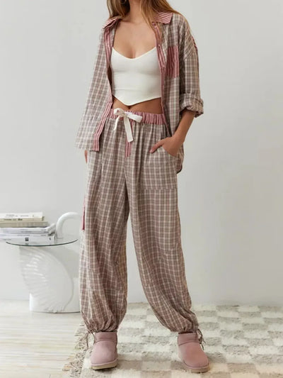 Damen 2-teiliges Pyjama-Set aus Baumwolle - Weich & Atmungsaktiv