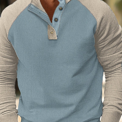 Zweifarbiges Strick-Pulloverhemd für Herren - Modern & Langarm