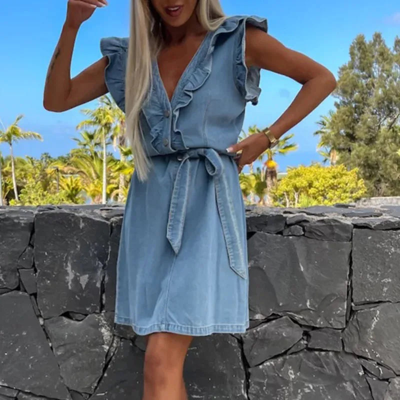 Ariadne™ - Einreihiges Büro-Denimkleid