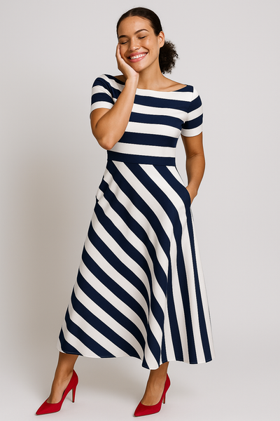Samantha| Bequemes Gestreiftes Maxikleid Sommer für Damen