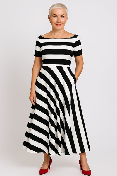 Samantha| Bequemes Gestreiftes Maxikleid Sommer für Damen