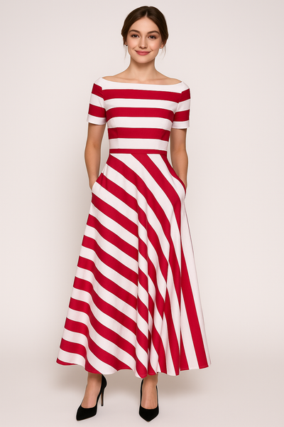 Samantha| Bequemes Gestreiftes Maxikleid Sommer für Damen