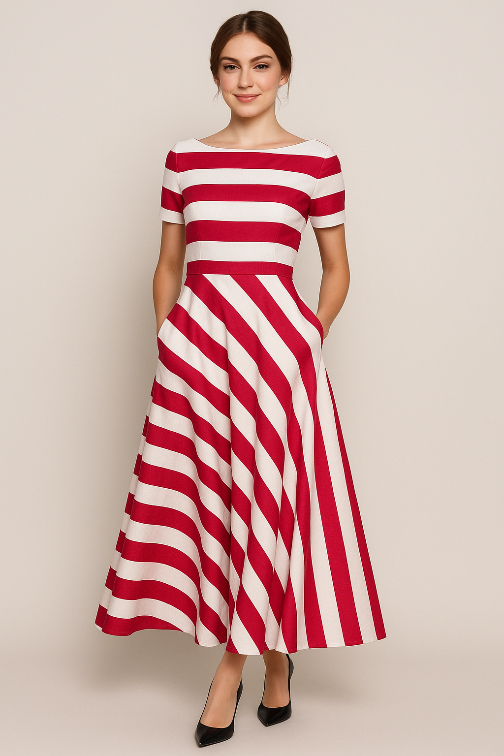 Samantha| Bequemes Gestreiftes Maxikleid Sommer für Damen