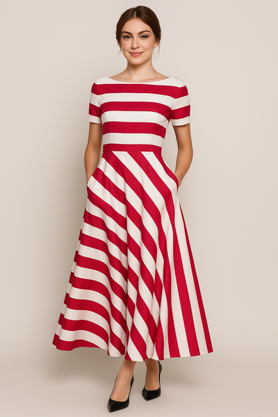 Samantha| Bequemes Gestreiftes Maxikleid Sommer für Damen