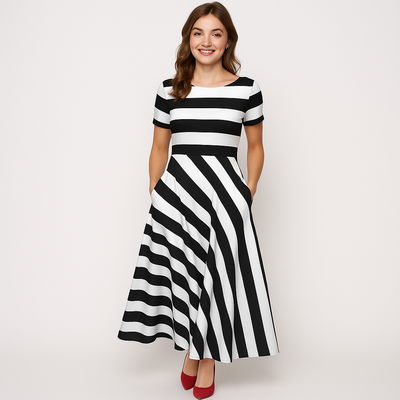 Samantha| Bequemes Gestreiftes Maxikleid Sommer für Damen