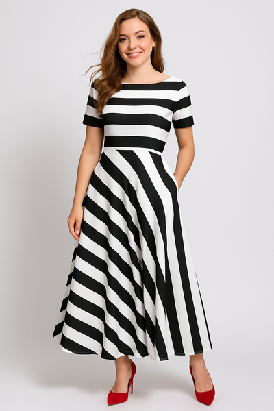 Samantha| Bequemes Gestreiftes Maxikleid Sommer für Damen