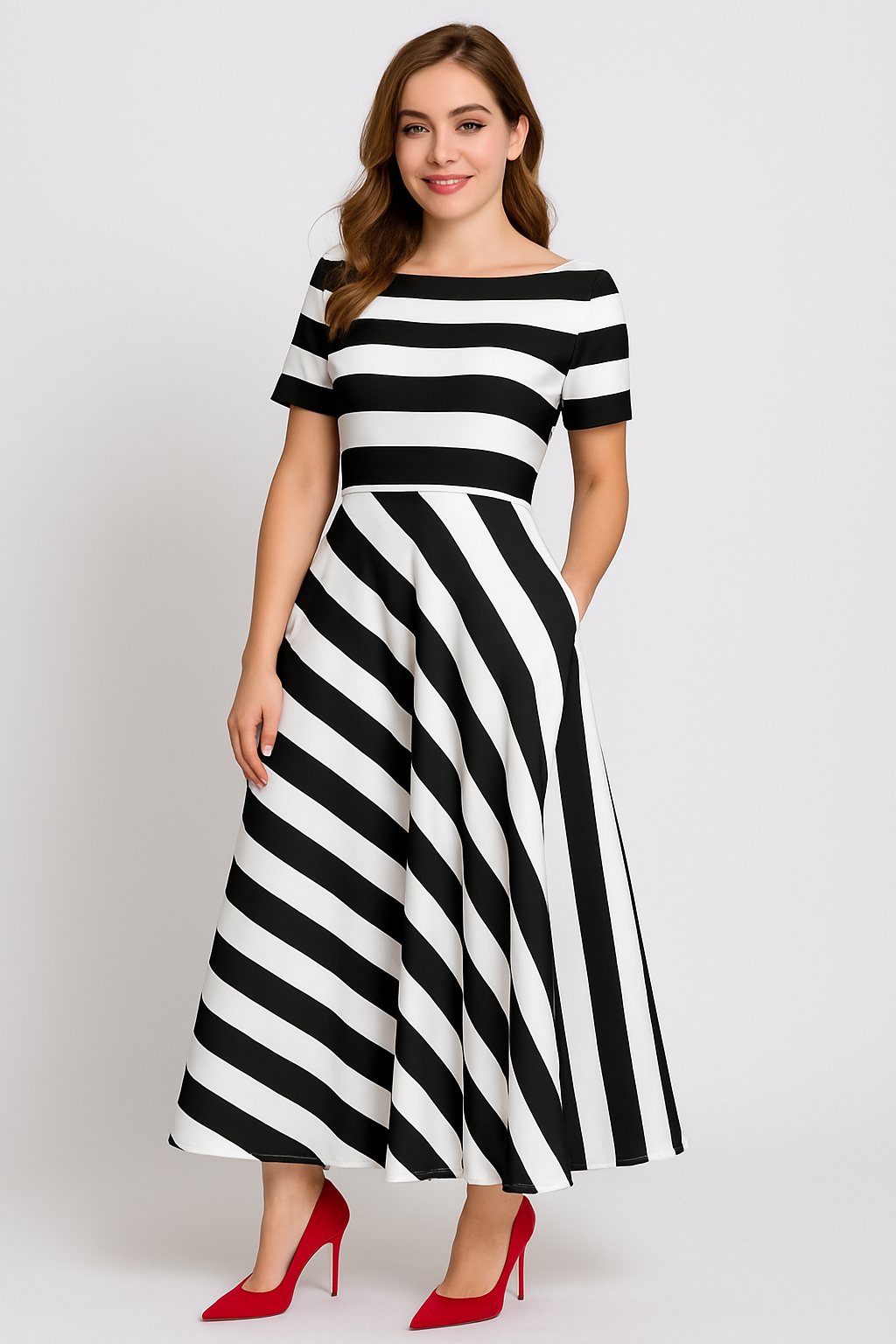 Samantha| Bequemes Gestreiftes Maxikleid Sommer für Damen