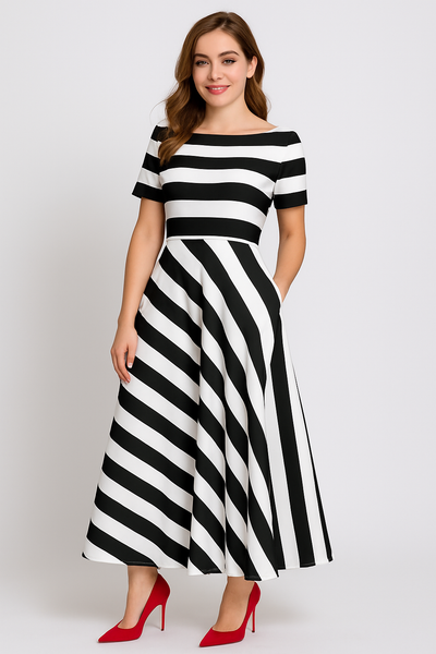 Samantha| Bequemes Gestreiftes Maxikleid Sommer für Damen